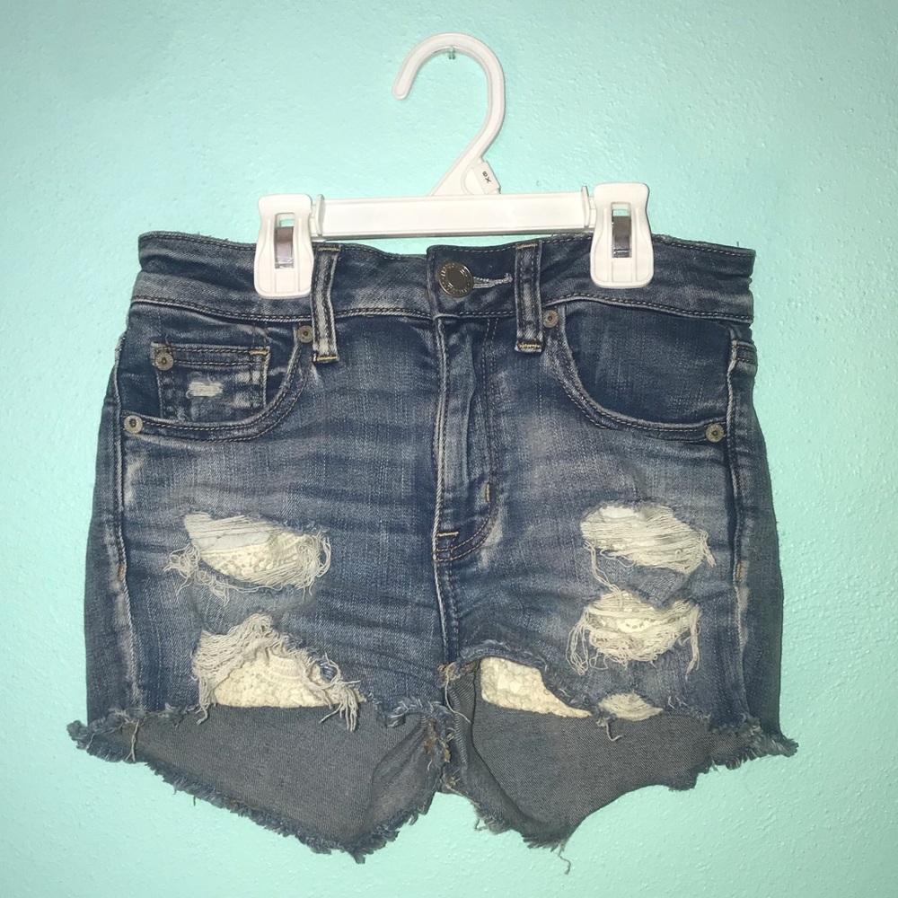 AE hi-rise shortie jean shorts
